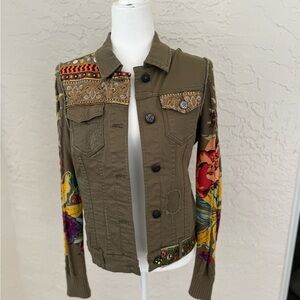Desigual Embroidered Olive Jacket